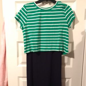 Charming charlie green striped shirt dress